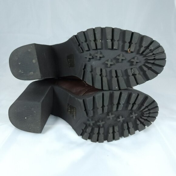 Soda Ankle Boots 9 Brown Lace-Up Chunky Heel Booties - Picture 6 of 9